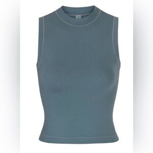 Skims Cotton Jersey Mock Neck Tank Kyanite S